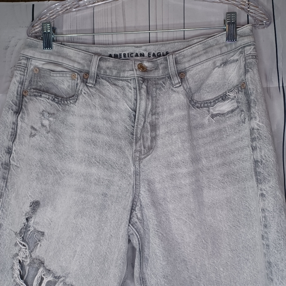 American Eagle 90's straight high-rise distressed baggy grunge streetwear jeans - Picture 2 of 15